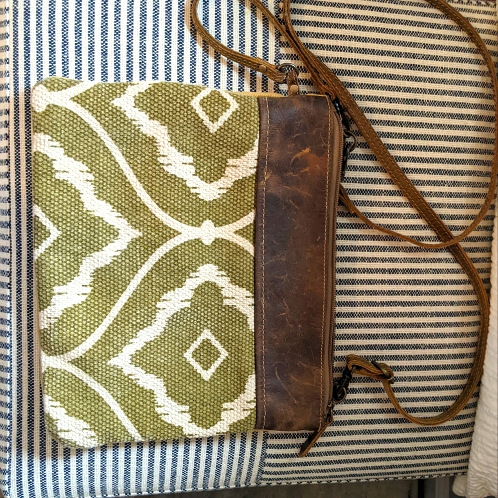 Myra Bag Green and White Crossbody
